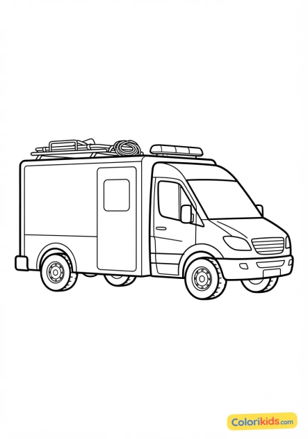 Coloriage à imprimer : camionnette de premiers secours urbains (PSU)