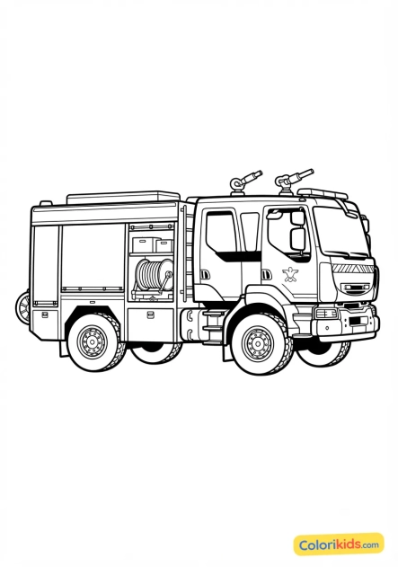 Coloriage à imprimer : fourgon pompe-tonne polyvalent des sapeurs-pompiers