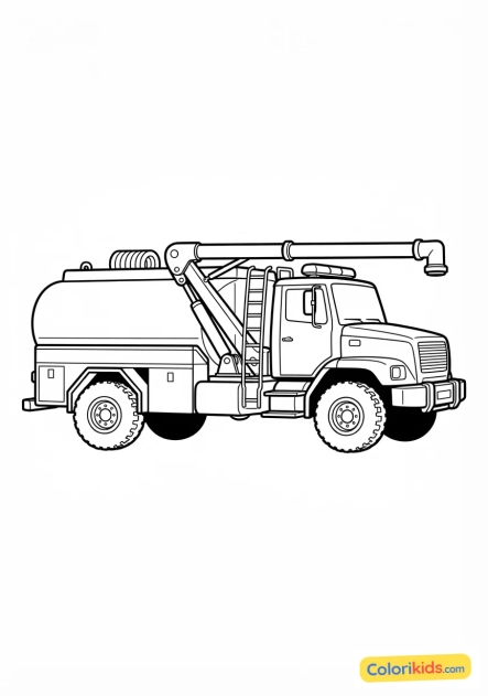 Coloriage à imprimer : camion citerne poterne d'alimentation en eau