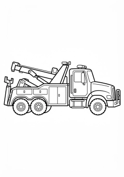 Voir le coloriage Camion dépanneur lourd pour le relevage de véhicules