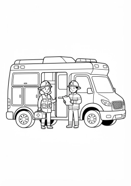 Voir le coloriage Camionnette de soutien sanitaire et médicalisé