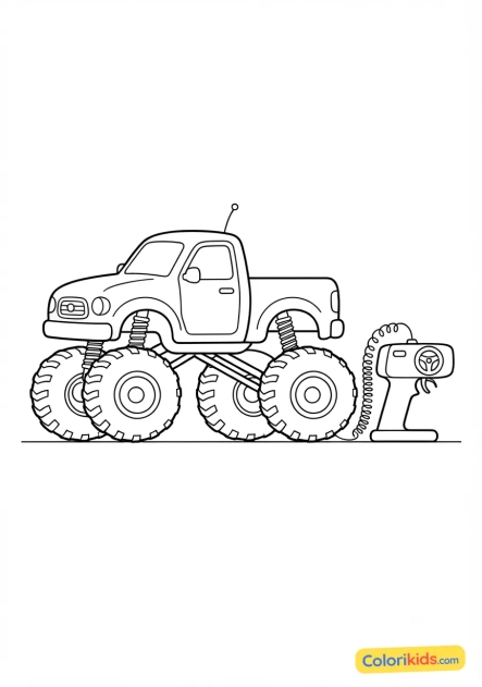 Coloriage à imprimer : monster truck miniature télécommandé pour enfants