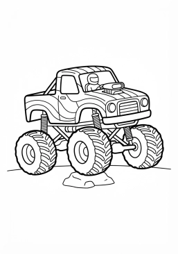 Voir le coloriage Monster truck aux couleurs de l'arc-en-ciel éclatant