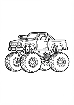 Voir le coloriage Monster truck chromé réfléchissant la lumière du soleil