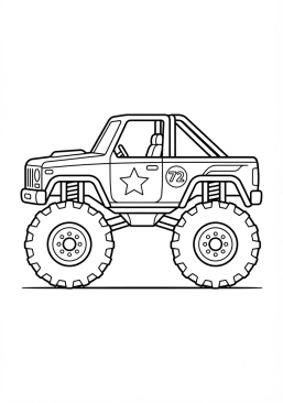 Voir le coloriage Monster truck bleu électrique avec des roues surdimensionnées