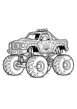 Voir le coloriage Monster truck bleu glacier avec des effets de glace