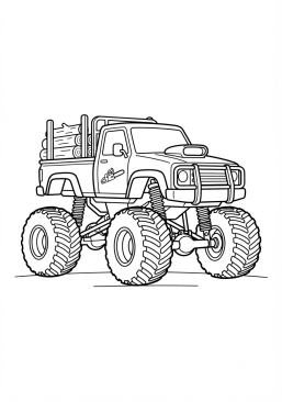 Voir le coloriage Monster truck marron style camion de bûcheron