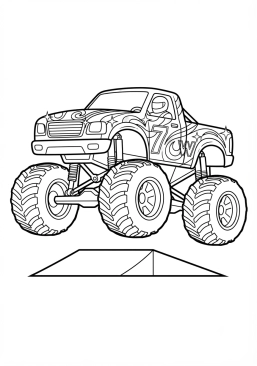 Voir le coloriage Monster truck violet métallique avec des jantes chromées