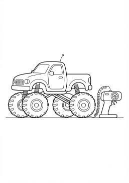 Voir le coloriage Monster truck miniature télécommandé pour enfants