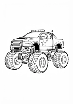 Voir le coloriage Monster truck blanc style camion de police musclé