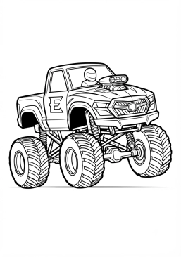 Voir le coloriage Monster truck orange fluo style monster energy