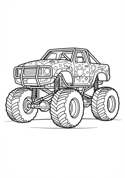 Voir le coloriage Monster truck turquoise avec des éclaboussures de peinture