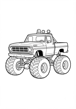 Voir le coloriage Monster truck bicolore rouge et blanc style vintage