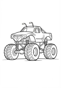 Voir le coloriage Monster truck jaune et noir aux couleurs de guêpe