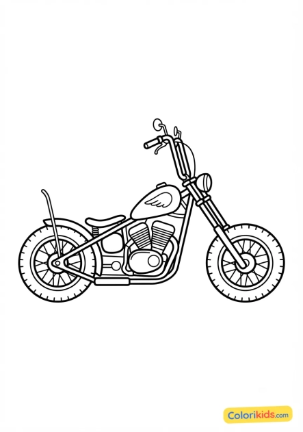 Desenho para colorir para imprimir: moto chopper com guidon alto