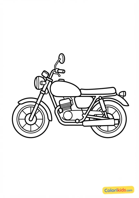 Desenho para colorir para imprimir: moto de cidade clássica com espelho