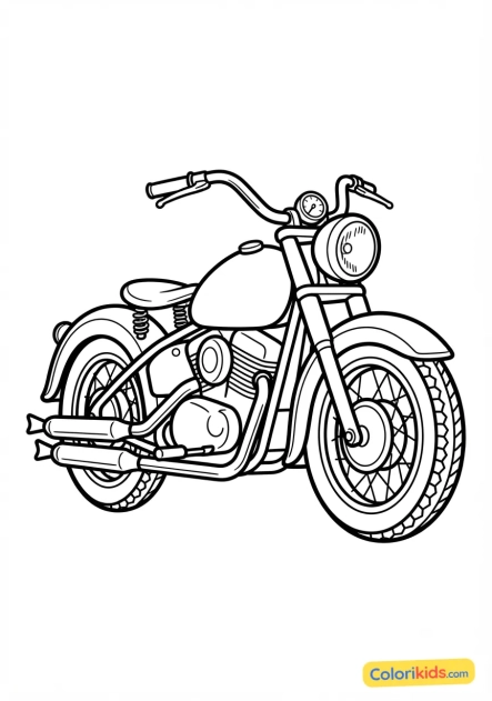 Desenho para colorir para imprimir: moto de coleção com detalhes cromados