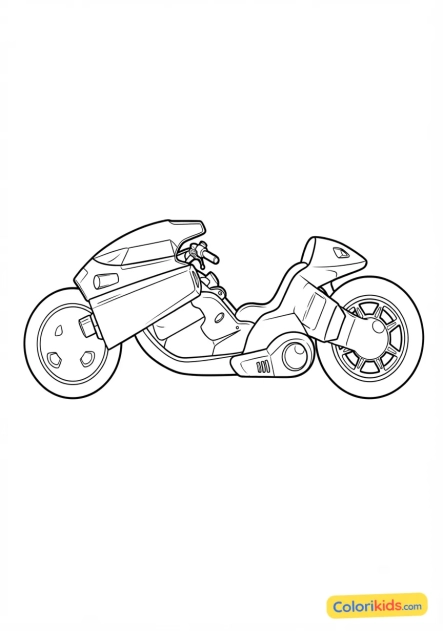 Dibujo para colorear para imprimir: moto futurista con ruedas luminosas