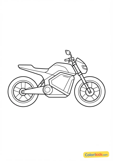 Desenho para colorir para imprimir: moto elétrica silenciosa e moderna