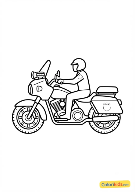 Ausmalbild zum Ausdrucken: polizeimotorrad mit Blaulicht