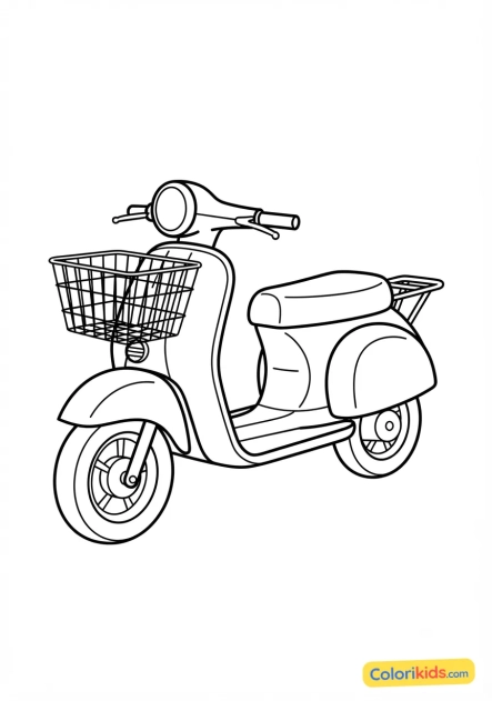 Ausmalbild zum Ausdrucken: roller mit Frontkorb