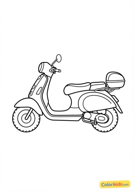 Ausmalbild zum Ausdrucken: elganter italienischer Roller