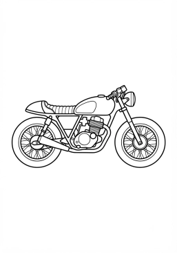 Malvorlage Motorrad im Café-Racer-Stil mit Ledersitz