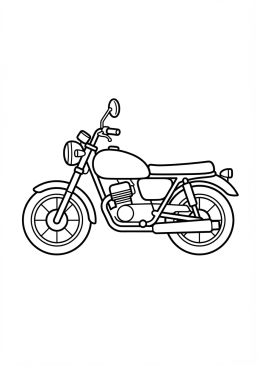 Malvorlage Klassisches City-Motorrad mit Rückspiegel