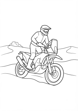 Malvorlage Rally-Raid-Motorrad in der Wüste