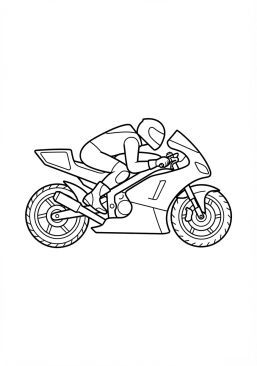 Malvorlage Aerodynamisches Rennmotorrad auf der Rennstrecke