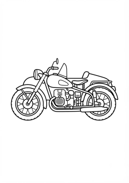 Malvorlage Vintage-Motorrad mit Beiwagen