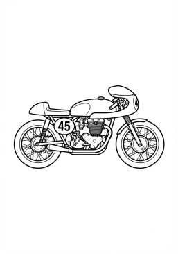 Malvorlage Klassisches Rennmotorrad mit Nummer