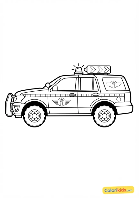 Coloriage à imprimer : voiture de police aéroportuaire pour pistes