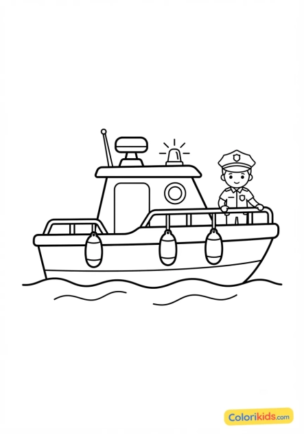 Coloriage à imprimer : bateau de police maritime côtière