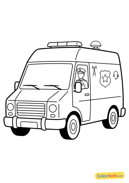 Coloriage à imprimer : voiture de police de liaison et de commandement
