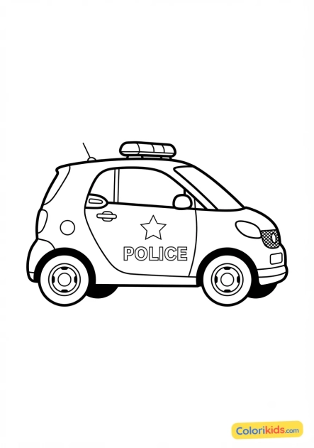 Coloriage à imprimer : voiture de police municipale urbaine compacte
