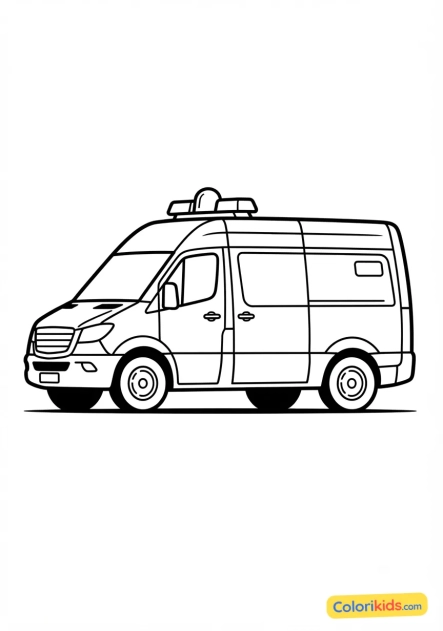 Coloriage à imprimer : voiture de police de secours d'urgence