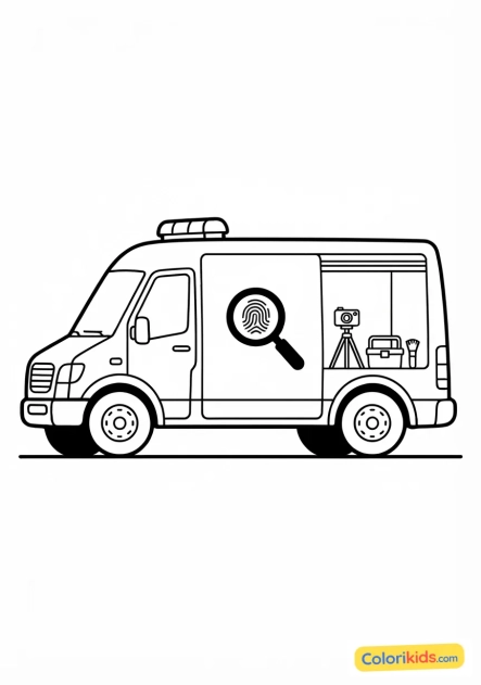 Coloriage à imprimer : voiture de police forensic pour la police scientifique