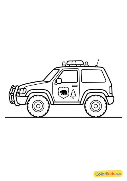 Coloriage à imprimer : voiture de patrouille de police forestière
