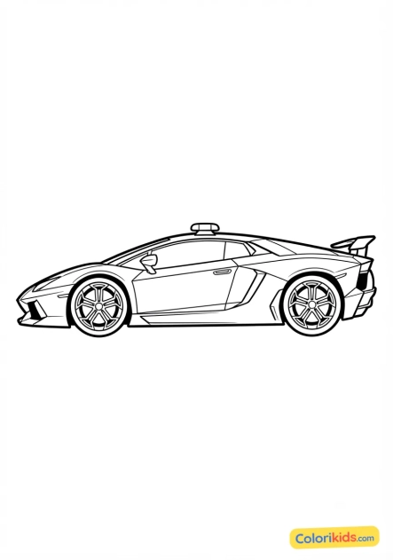 Coloriage à imprimer : voiture de sport haute performance de la police