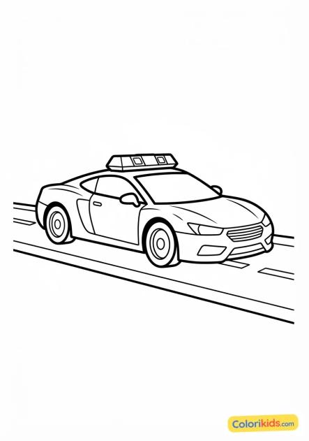 Coloriage à imprimer : voiture de patrouille autoroute ultra-rapide