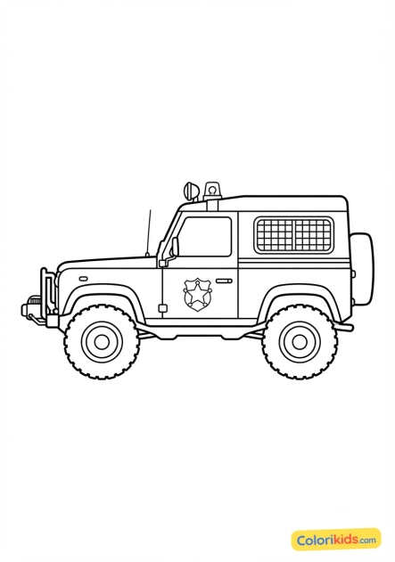 Coloriage à imprimer : voiture de patrouille tout-terrain 4x4