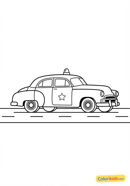 Coloriage à imprimer : voiture de police historique d'époque restaurée