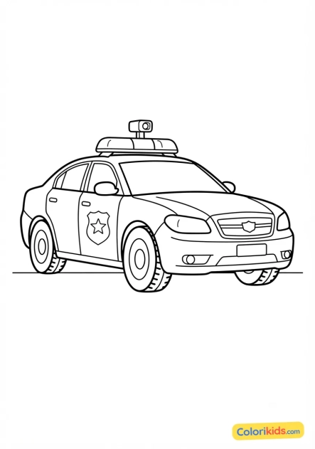 Coloriage à imprimer : voiture de police de la circulation et des accidents