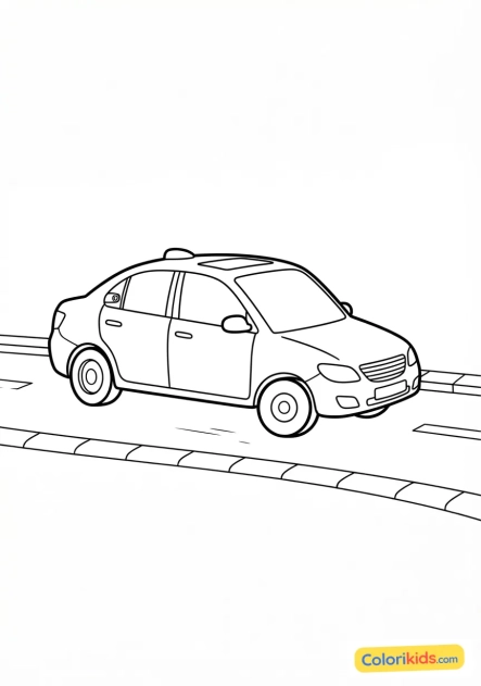 Coloriage à imprimer : voiture de police banalisée avec radar discret