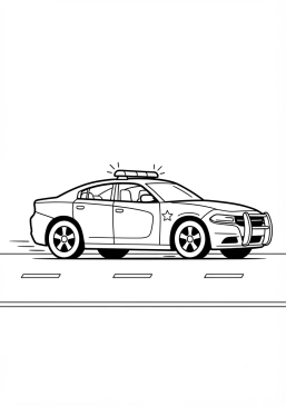 Voir le coloriage Voiture de police d'interception sur autoroute