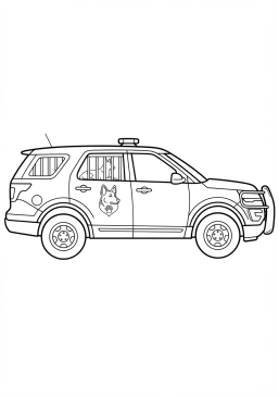 Voir le coloriage Voiture de police canine avec caisson sécurisé