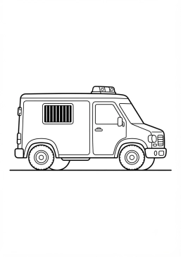 Voir le coloriage Voiture de police de transport de prisonniers (panier à salade)