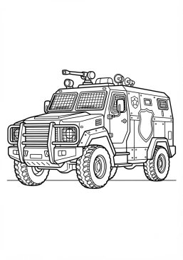 Voir le coloriage Voiture de police anti-émeute et de maintien de l'ordre