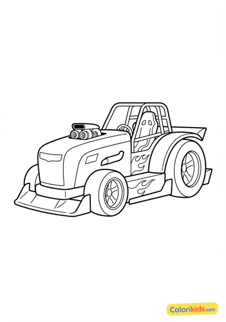 Coloriage à imprimer : tracteur de course modifié